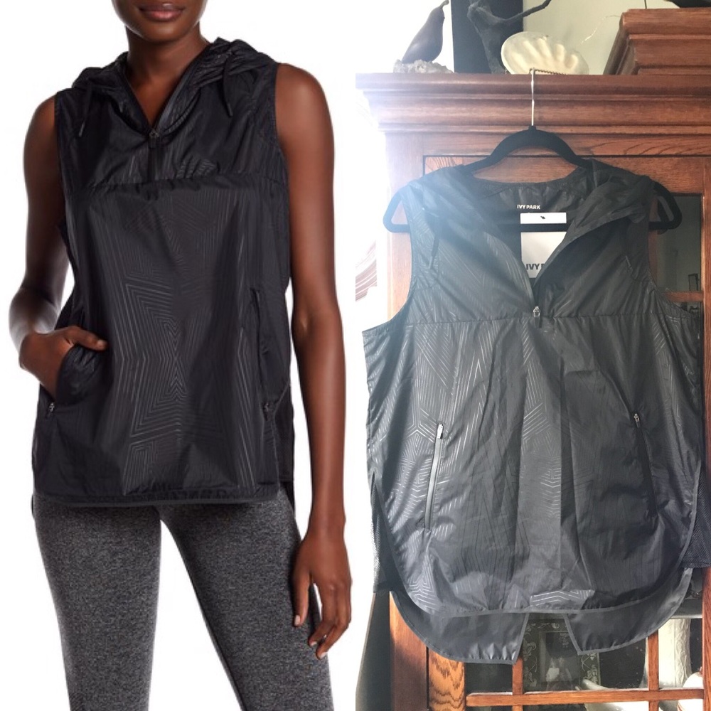 Ivy park reflective print hooded sleeveless jacket
